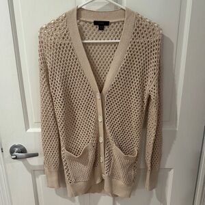 J. Crew Light Tan Open-Knit Cardigan